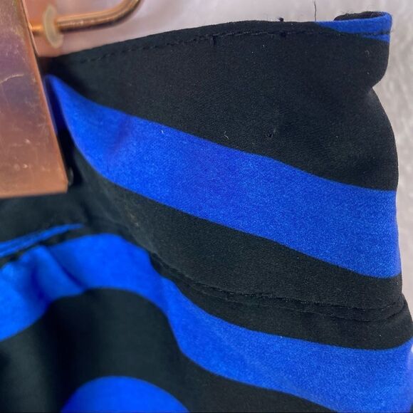 Dalia Collection Striped Pleat Front Pencil Skirt Royal Blue & Black 6 - Picture 4 of 9